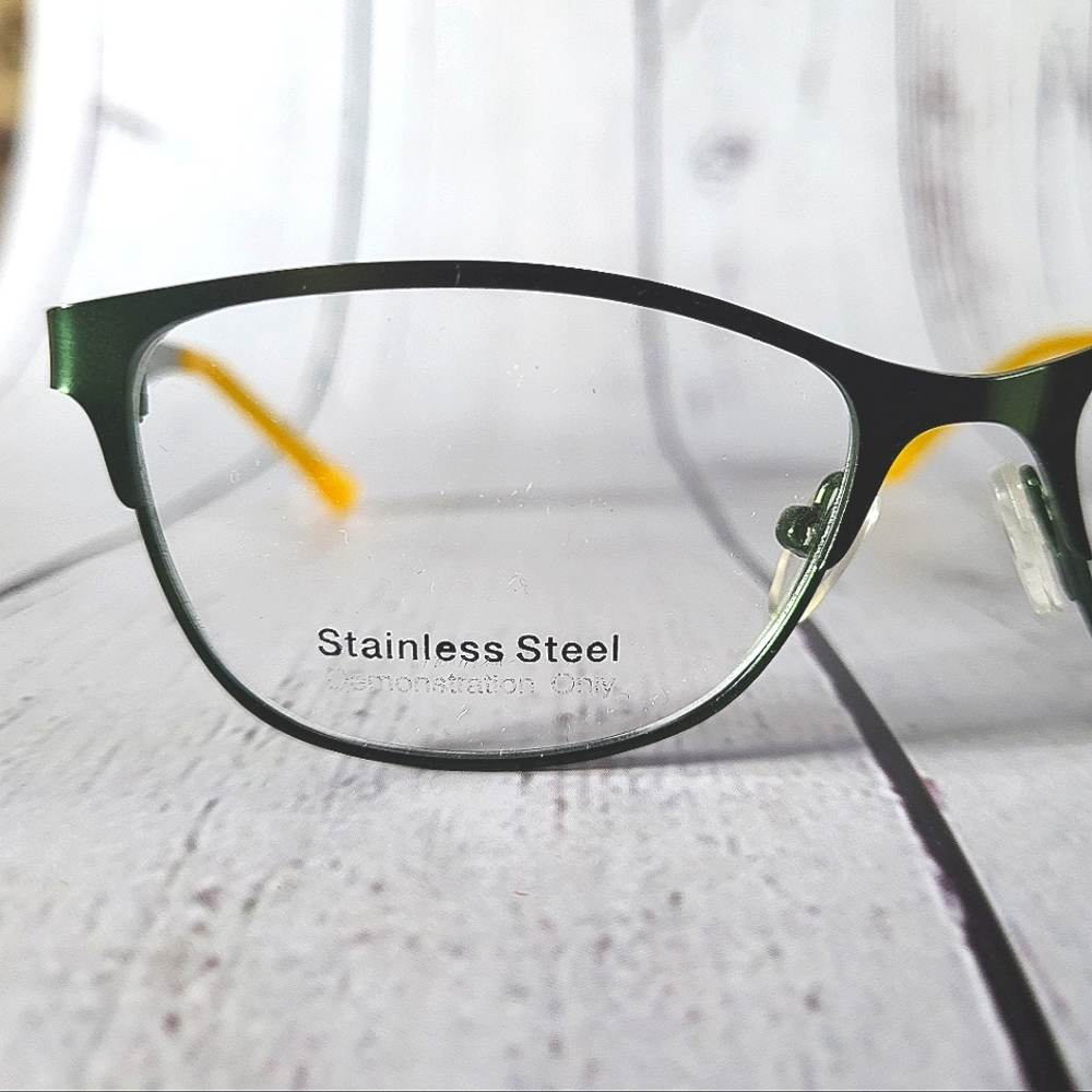 NEW Rx'able Eyeglass Frame Green STAINLESS STEEL small petite glasses 47-14-125
